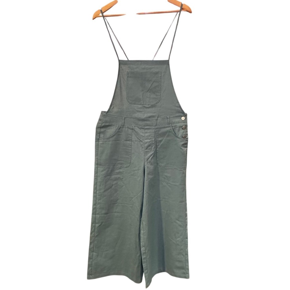 ZENANA Dusty Blue Wide Leg Overalls Adjustable Straps Size S NWOT